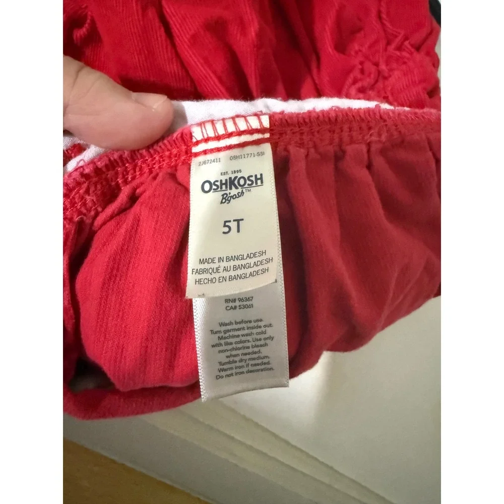 OshKosh B'gosh Jumper Dress Kids 5T Red Corduroy Overall Pinafore Whimsy Classic